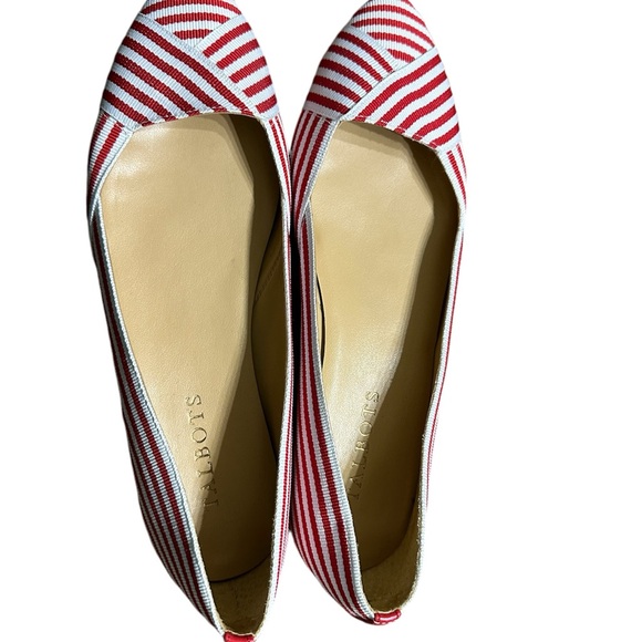 Talbots Edison Women’s Sz 7.5 Red and White Stripe Pointy Toe Flats - Picture 4 of 4